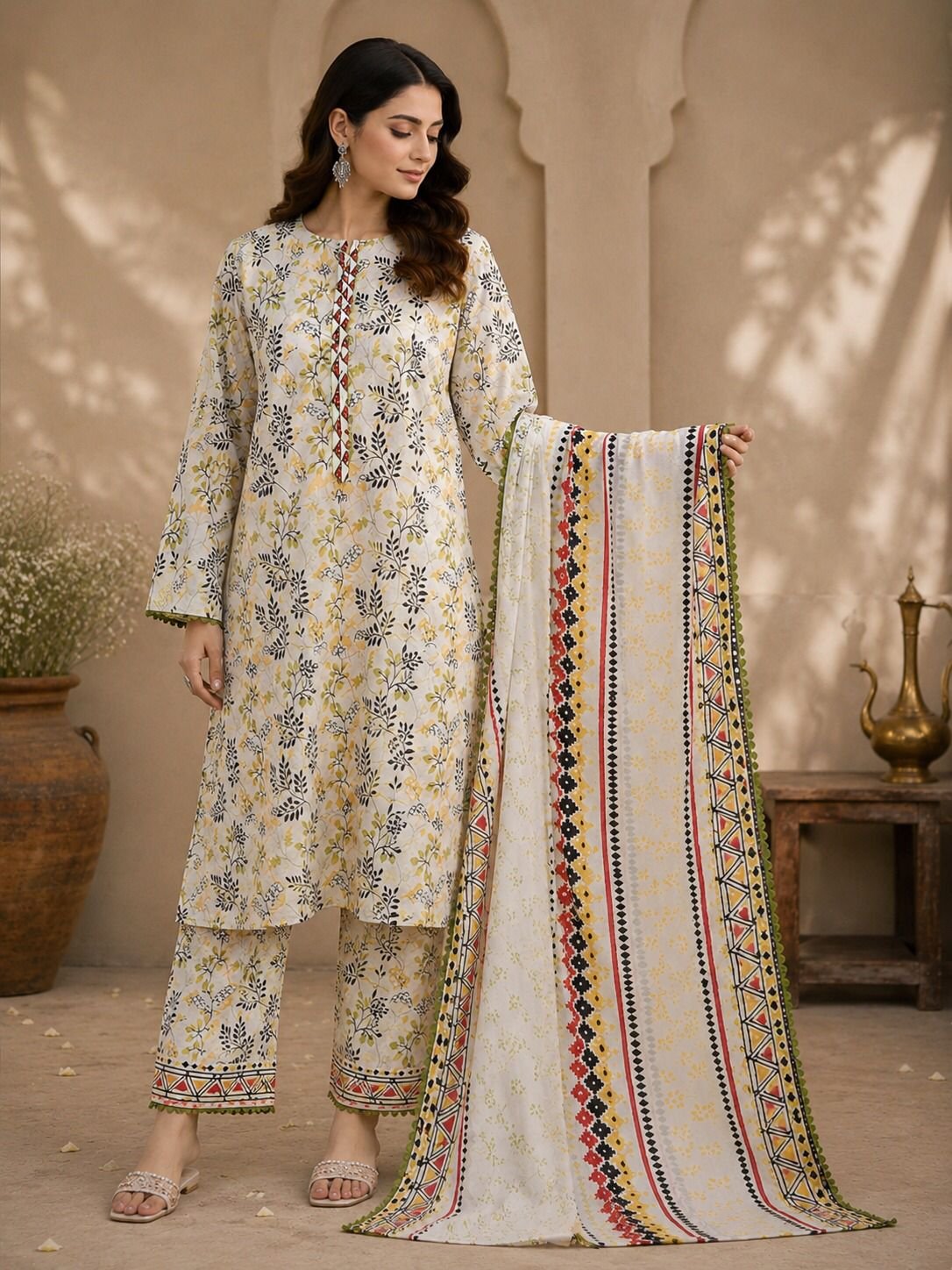 Zarmineh Mustard Festive Kurta Set